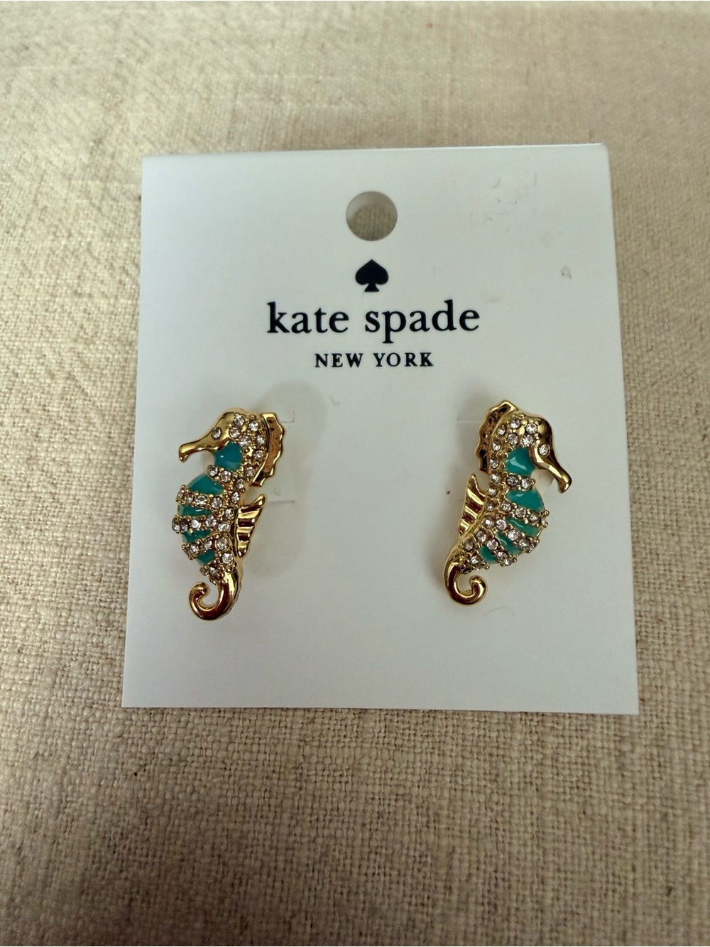 kate spade Gold and Turquoise Seahorse Stud Earrings